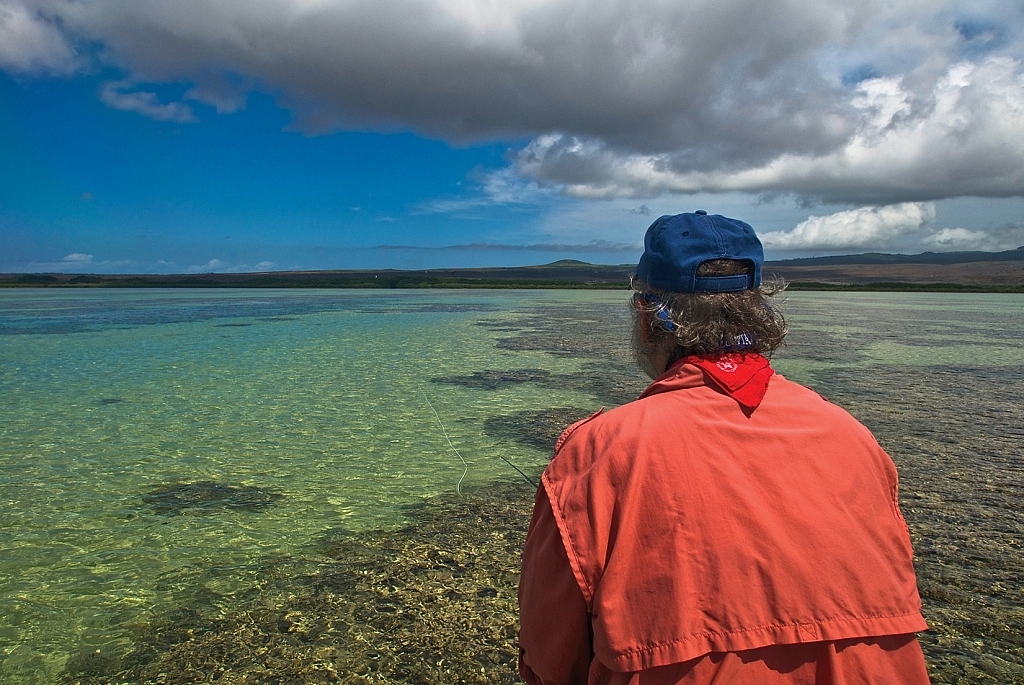 The author lays out a cast across a sand channel, a favorite ambush site.